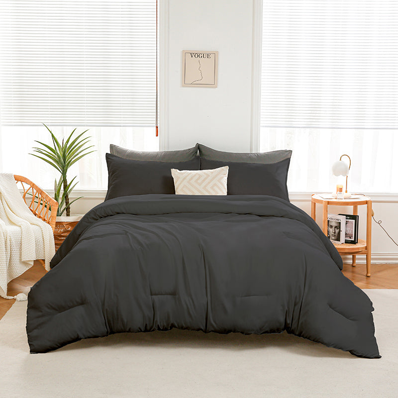 Soft Brushed Comforter & Shames - Black