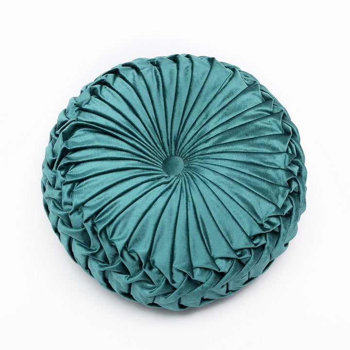 Colorful Round Pleated Velvet Cushion