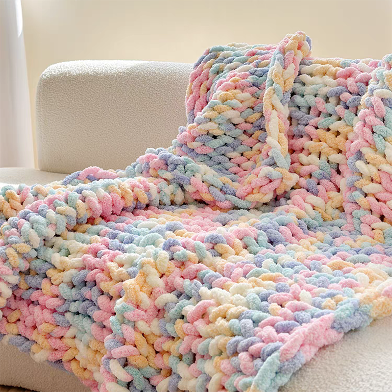 Tie-dyed Chunky Knitted Blanket