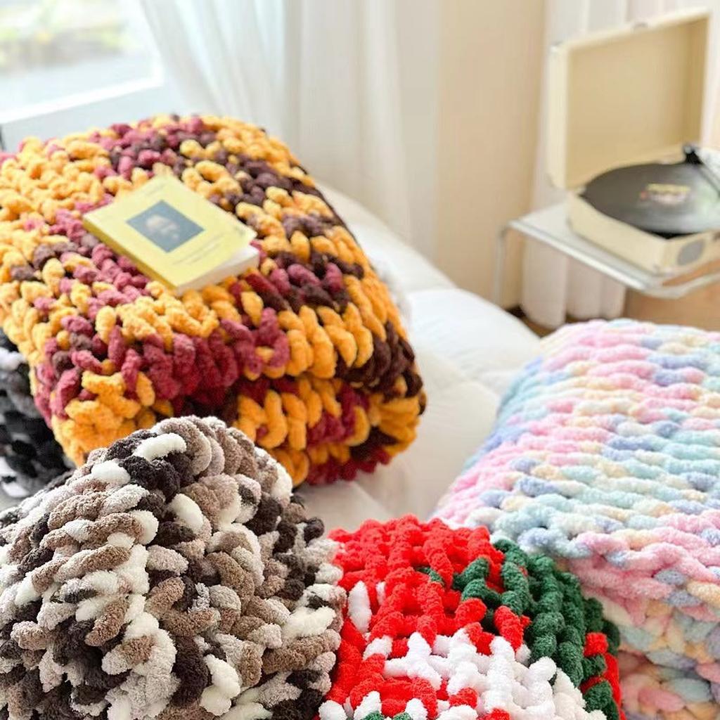 Tie-dyed Chunky Knitted Blanket - Main Image