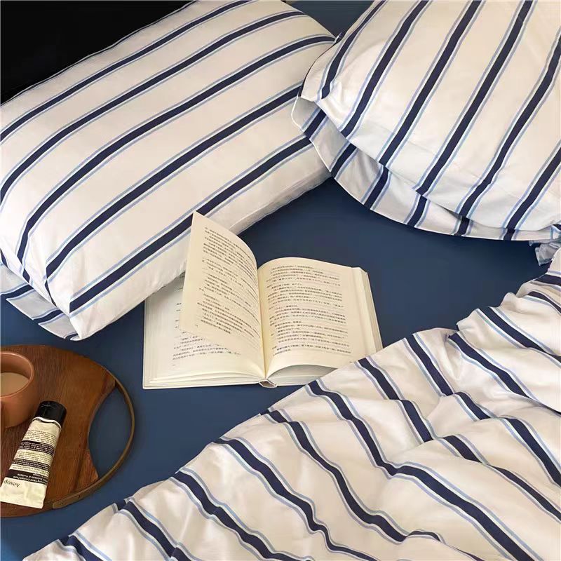 Vintage Red Striped Duvet Cover