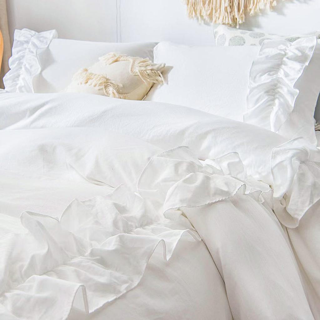 White Ruffle Doona White Elegant Ruffle Duvet Cover Set