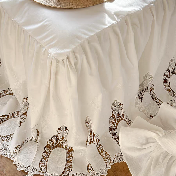 Lace Bed Ruffle White French Lace Ruffle Bedding Set