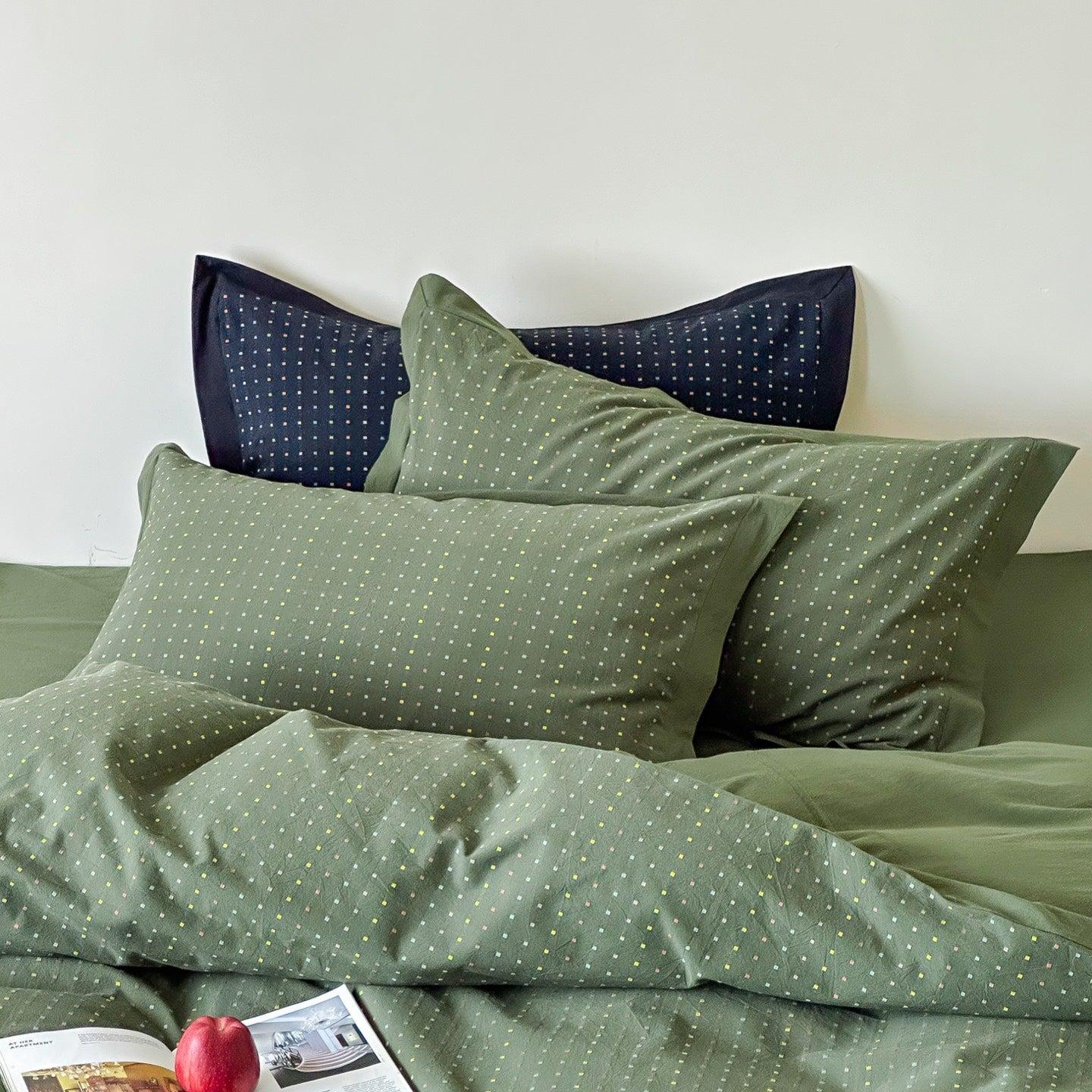 Moss Whisper Square Jacquard Duvet Cover