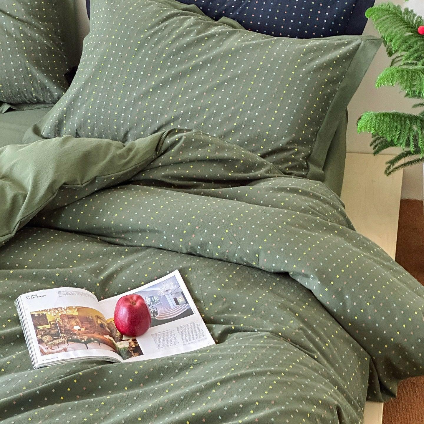 Moss Whisper Square Jacquard Duvet Cover