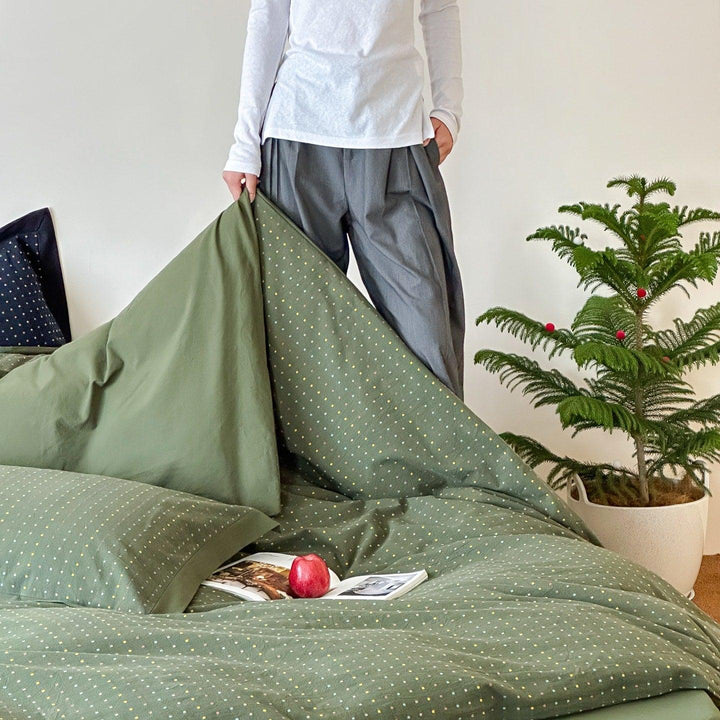 Moss Whisper Square Jacquard Duvet Cover