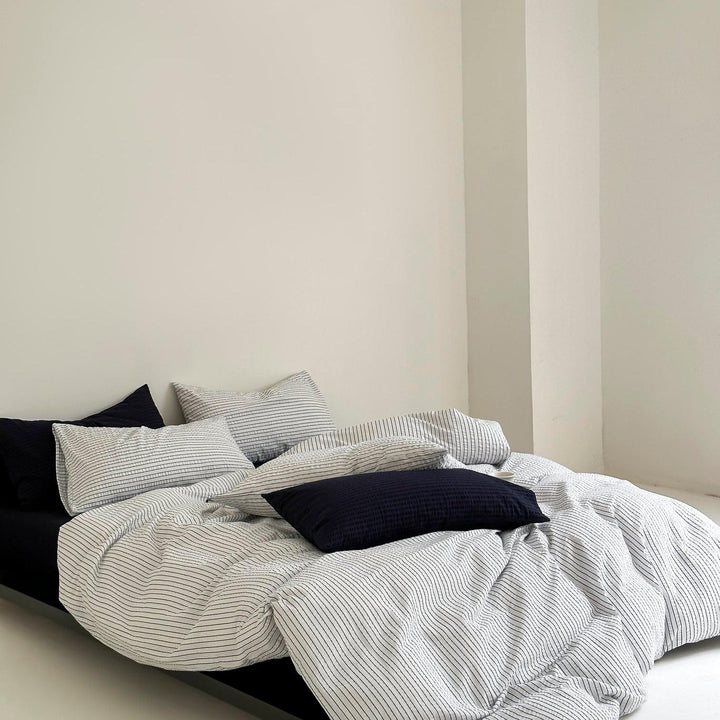 Coastal Mist Stripe Seersucker Duvet Cover