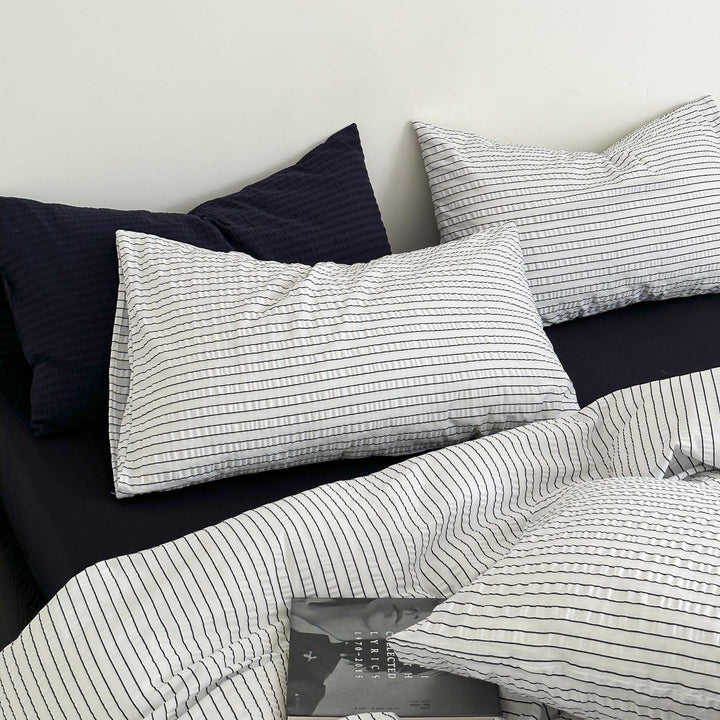 Coastal Mist Stripe Seersucker Duvet Cover