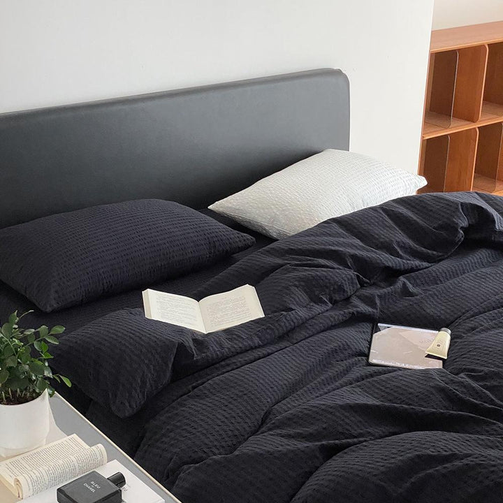 Midnight Stripe Seersucker Duvet Cover