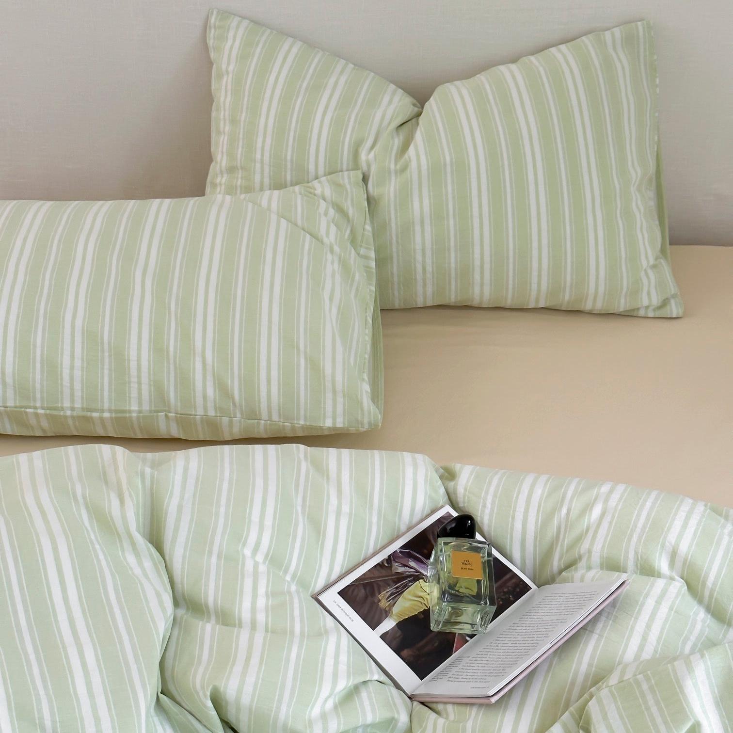 Willow Breeze Stripe Washed Cotton Duvet Cover Set