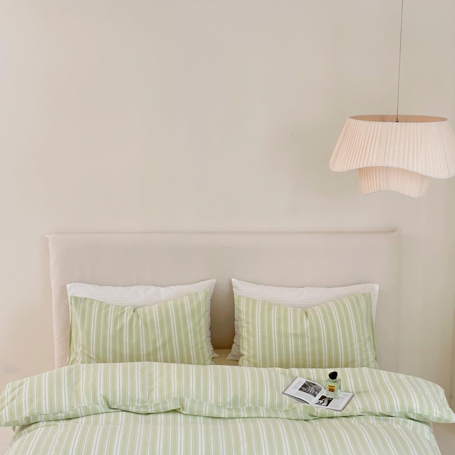 Willow Breeze Stripe Washed Cotton Duvet Cover Set