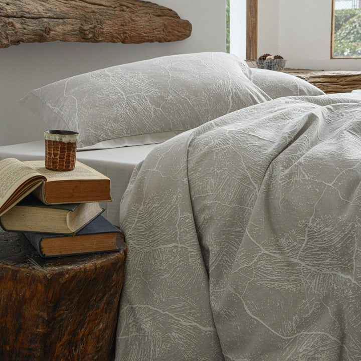 Glacier Vein Jacquard Cotton Bedding Set - Mist Grey