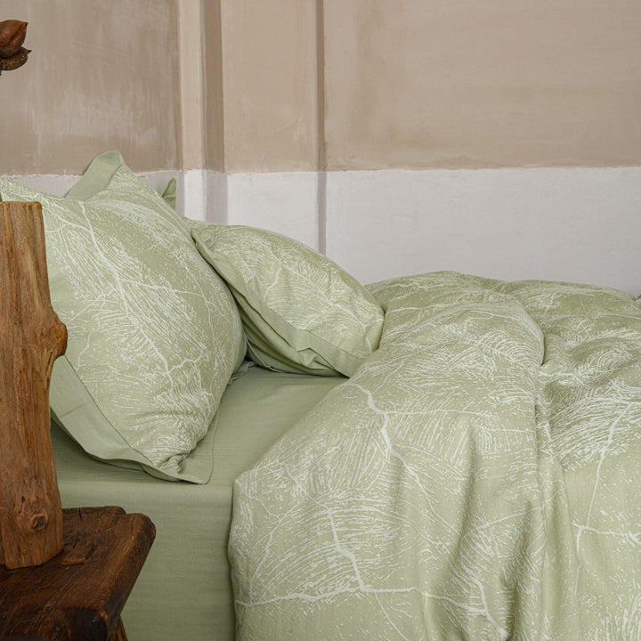 Glacier Vein Jacquard Cotton Bedding Set - Sage Green