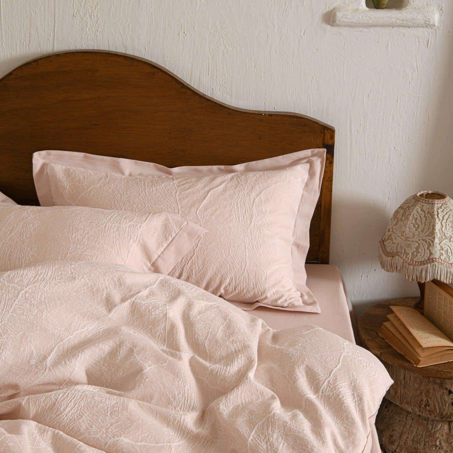 Glacier Vein Jacquard Cotton Bedding Set - Blush Rose