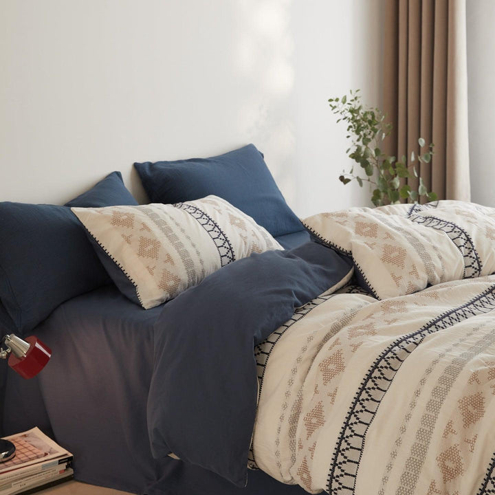Nordic Fair Isle Jacquard Duvet Cover Set - Blue