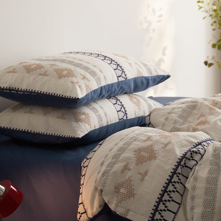 Nordic Fair Isle Jacquard Duvet Cover Set - Blue